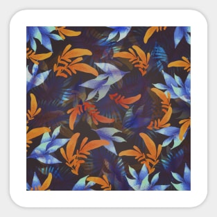 exotic orange and blue greenery plant pattern Sticker